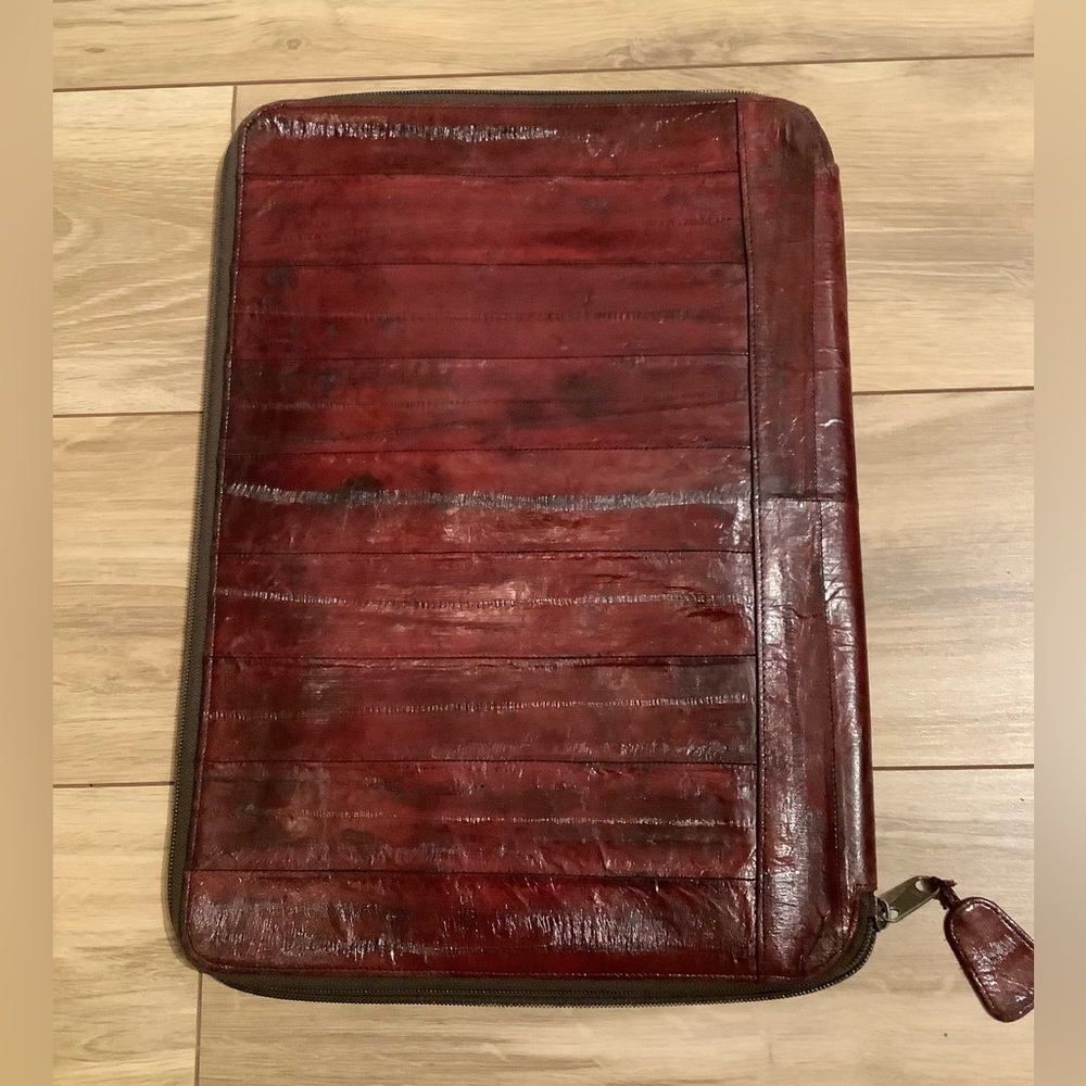 EUC EDC Eelskin & Suede leather Portfolio clamshell organizer - Picture 4 of 11
